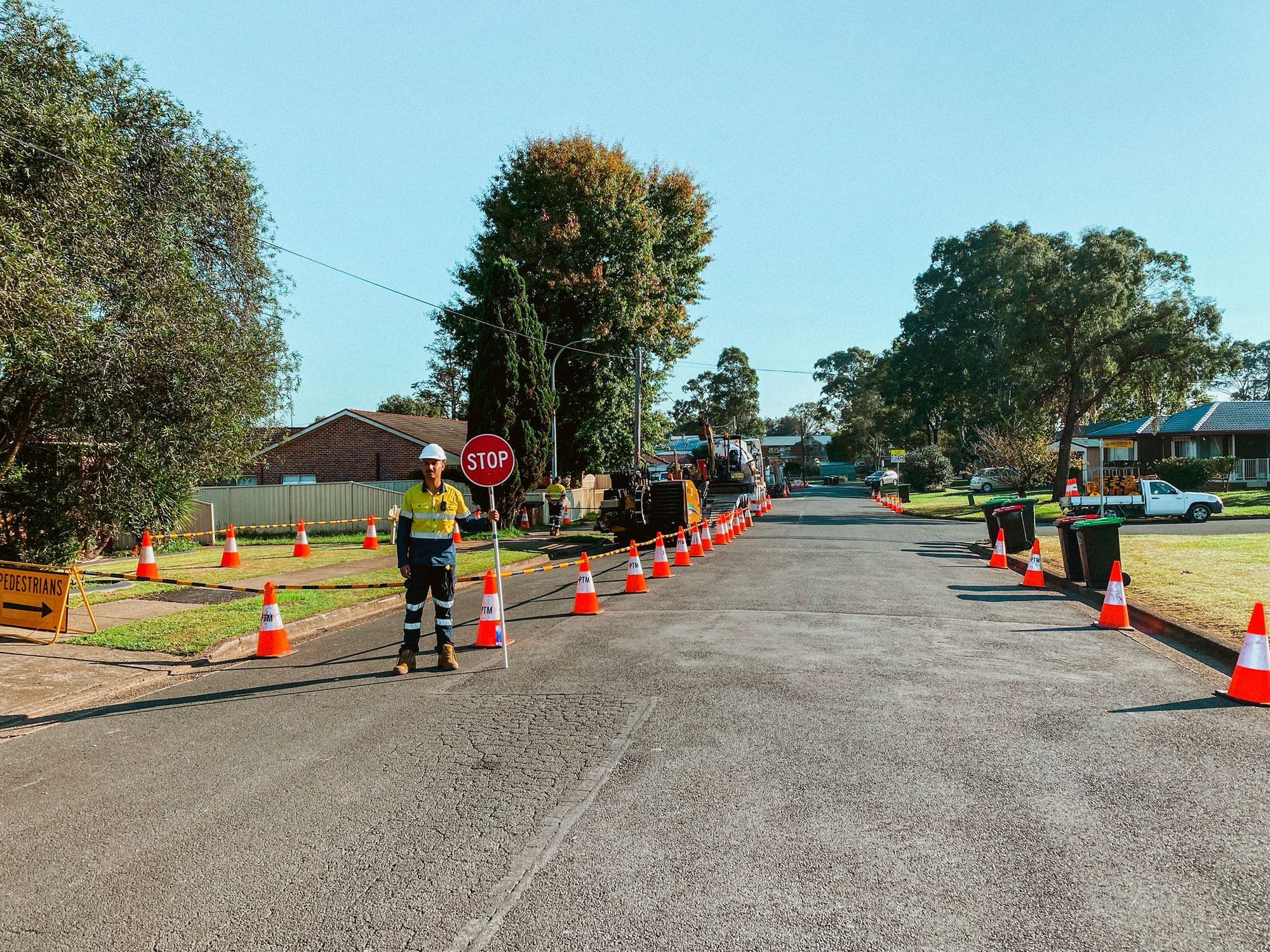 Accredited traffic controllers on a Sydney multi-lane road